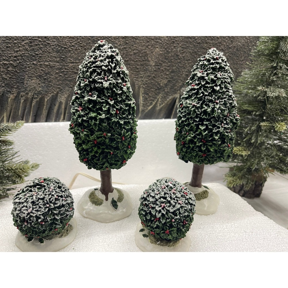 Department 56 Village Accessories HOLLY TREE AND BUSH Set of 4 #56.52901
